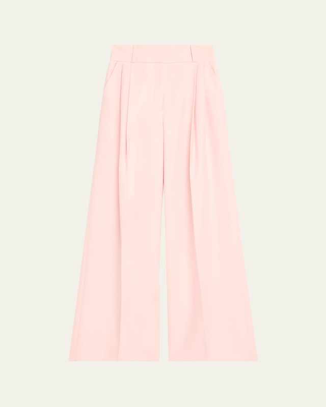 Double-Pleated Wide Leg Wool Pants
